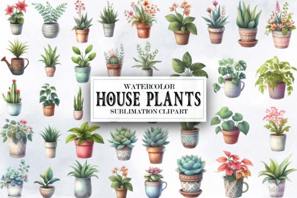 Download Watercolor House Plants Clipart Bundle - Premium Resources