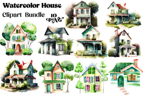 Download Watercolor House Sublimation - Premium Bundle