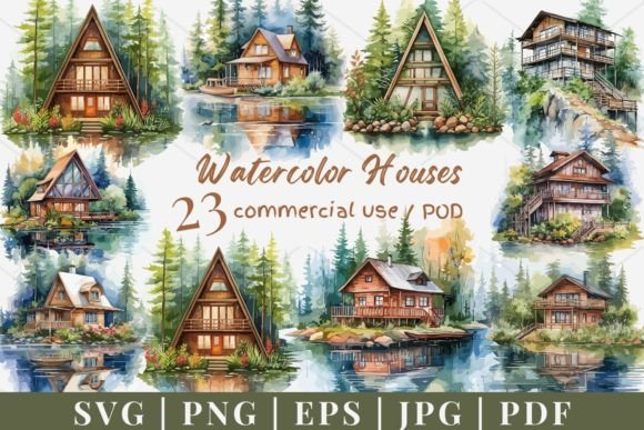 Download 20 Watercolor House Vector, SVG, PNG 960 - Premium Resources